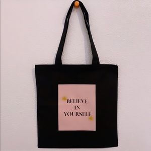 Believe In Yourself Cute New Black Canvas Tote Bag
